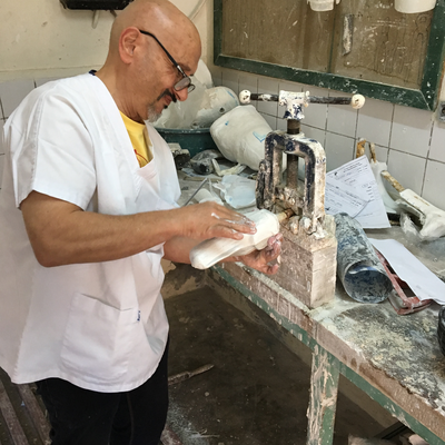 Roberto Postelmans processing a plaster cast.  HVP-Gatagara | Gatagara, Rwanda.  