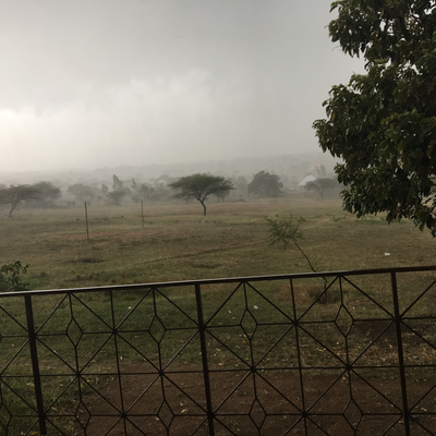 The view outside of the P&O department window during a rainstorm.  Lake Victoria Disability Centre | Musoma, Tanzania.