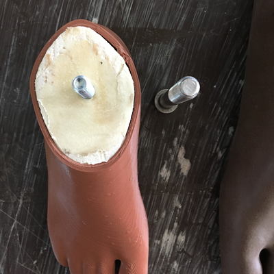 Top view of 3D printed prosthetic foot designed by Roberto Postelmans.  HVP-Gatagara | Musoma, Tanzania.  