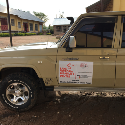 LVDC Land Cruiser, used for outreach missions to the surrounding villages.  The Lake Victoria Disability Centre Campus consisted of many yellow buildings with corrugated metal roofs, all built and maintained by LVDC staff.  Lake Victoria Disability Centre | Musoma, Tanzania.