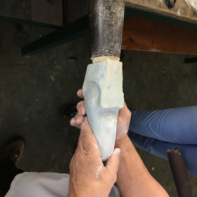 Roberto Postelmans processing a plaster cast.  HVP-Gatagara | Gatagara, Rwanda.  