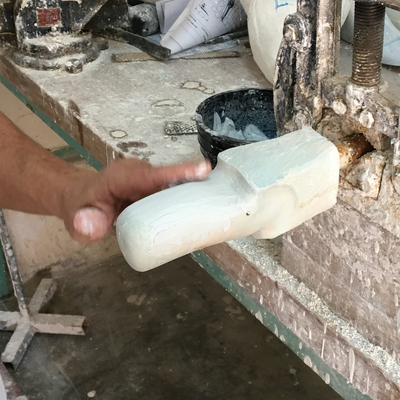 Roberto Postelmans processing a plaster cast.  HVP-Gatagara | Gatagara, Rwanda.  