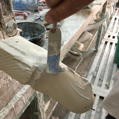 Roberto Postelmans processing a plaster cast.  HVP-Gatagara | Gatagara, Rwanda.  
