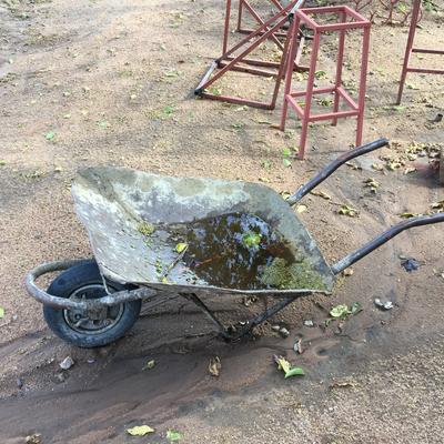 A wheelbarrow constructed by staff members in the metal shop at LVDC.  Lake Victoria Disability Centre | Musoma, Tanzania.