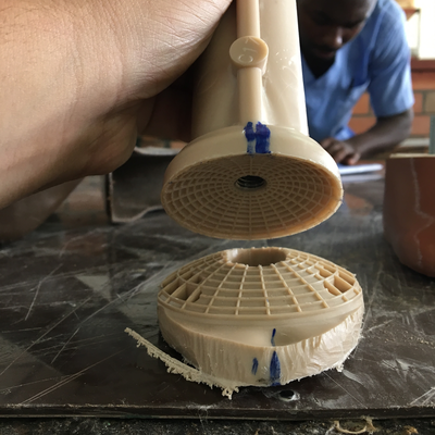 Off-the-shelf alignment module and pylon for lower-limb prosthetics.  HVP-Gatagara | Gatagara, Rwanda.