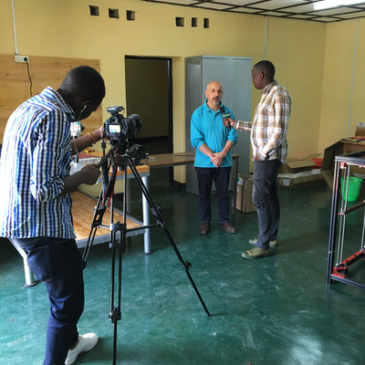 Roberto Postelmans being interviewed in the ORTHOLAB.  HVP-Gatagara | Gatagara, Rwanda.  