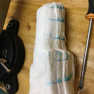 A tack used for post-processing plaster casts of residual limbs. 
 HVP-Gatagara | Gatagara, Rwanda.  