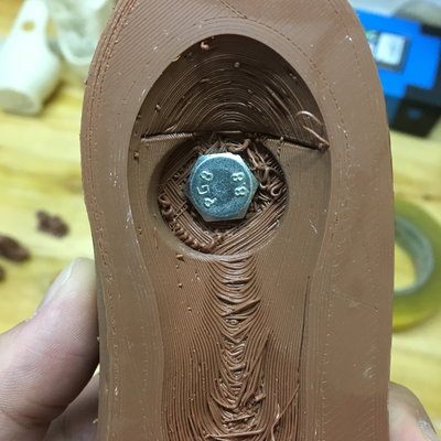 Bottom view of 3D printed prosthetic foot designed by Roberto Postelmans.  HVP-Gatagara | Musoma, Tanzania.  