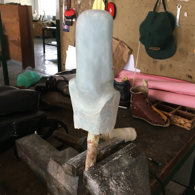 Plaster cast of residual limb being prepared with 3D scanning.  ORTHOLAB | Gatagara, Rwanda.