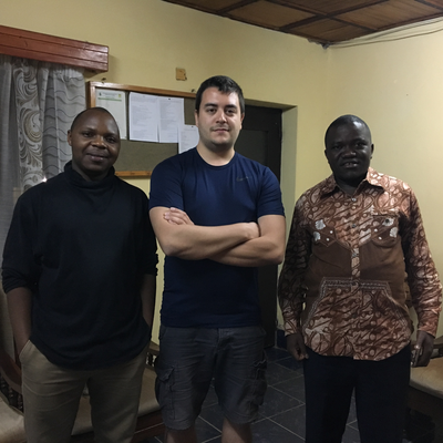 Kyle Reeser with two religious brothers at HVP-Gatagara.  HVP-Gatagara | Gatagara, Rwanda.  